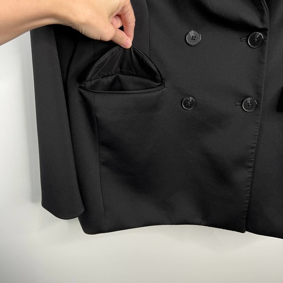 Express Super Soft Double Knit Black Double-Breasted Blazer - Picture 8 of 14